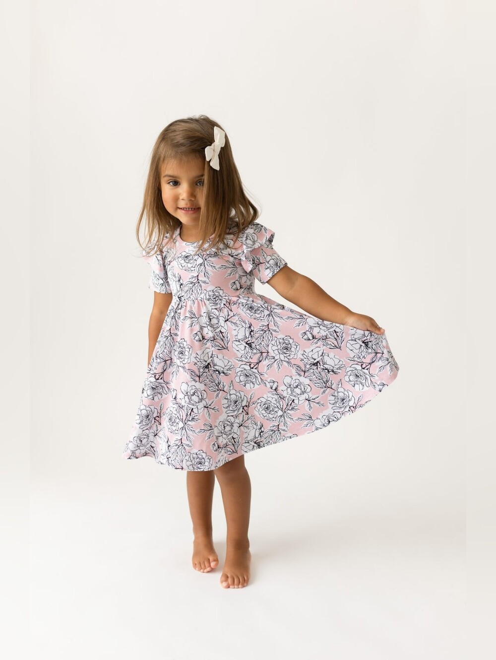 NIB Laree + Co Allie Floral Bamboo Ruffle Spin Dress- 3T- Boho, Romantic, Soft
